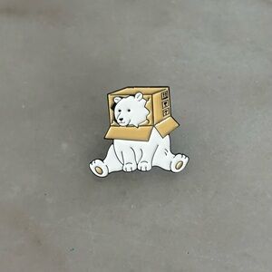 Polar Bear with Box Enamel Pin